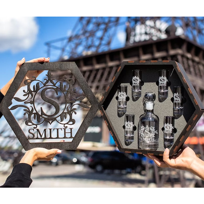 Personalized Etched Rocks Whiskey Glass Set| Unique Father's Day Gift