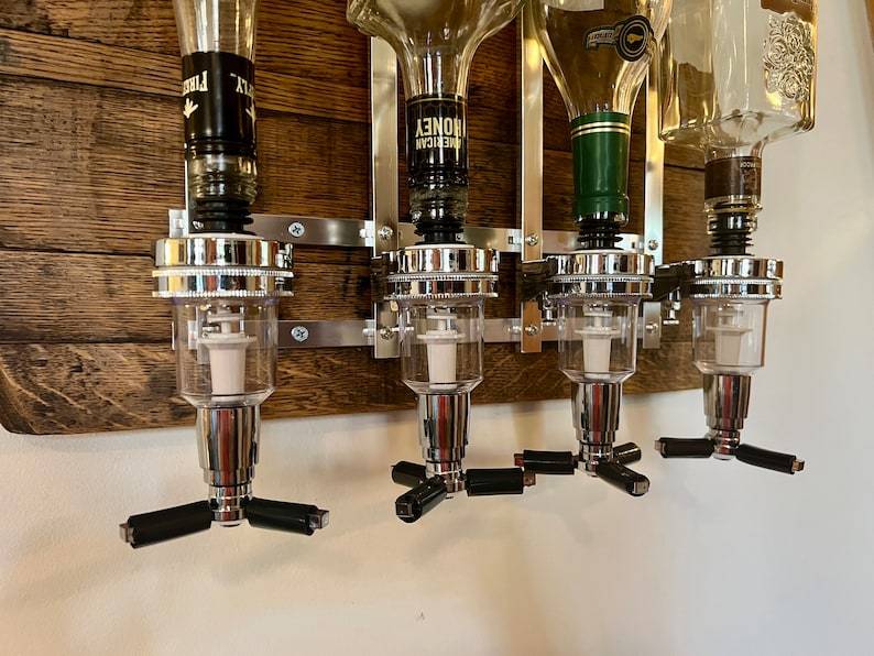 Whiskey Barrel Liquor Dispenser for Bar, Man Cave & Kitchen
