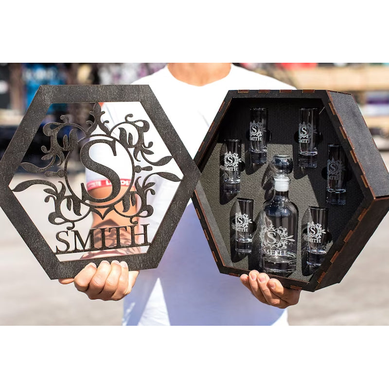 Personalized Tequila and Vodka Decanter Set with Custom Glasses