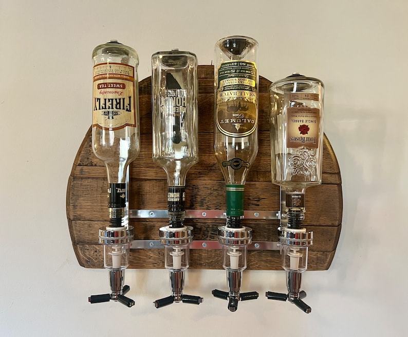 Whiskey Barrel Liquor Dispenser for Bar, Man Cave & Kitchen