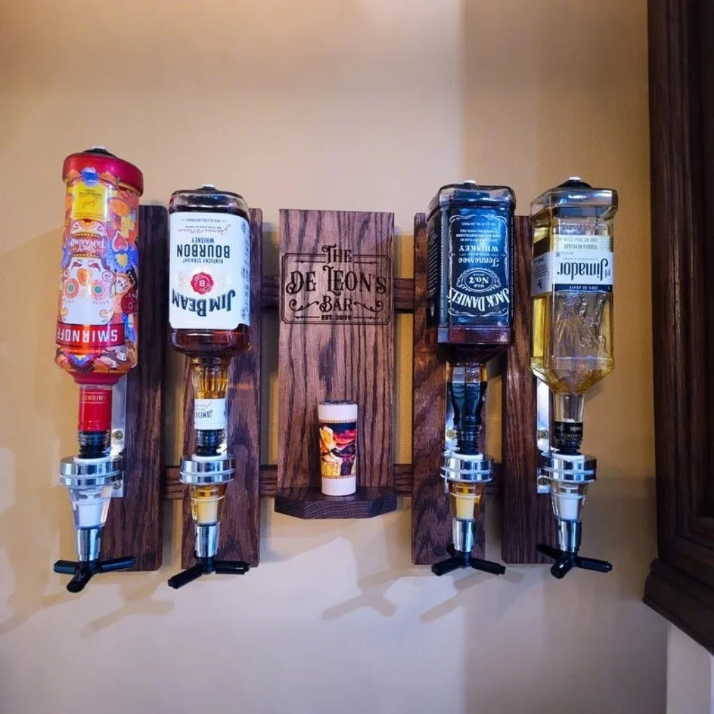 Personalized Wooden Whiskey Liquor Drink Dispenser with Crate