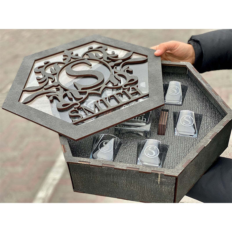 Personalized Whiskey Decanter Set Engraved with Box and Glasses