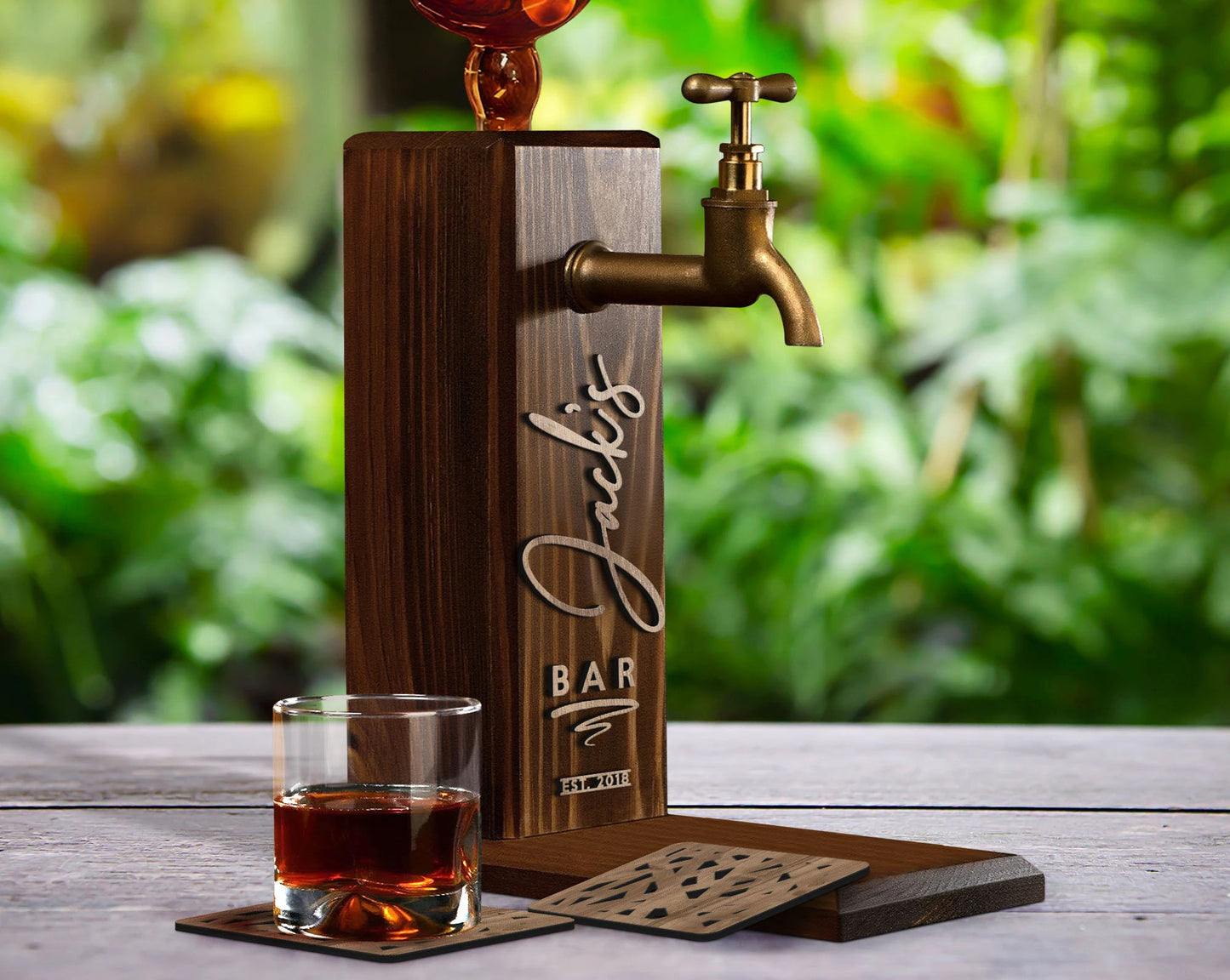 Personalized Whiskey Dispenser with Coasters Set - Bar, Pub, Home