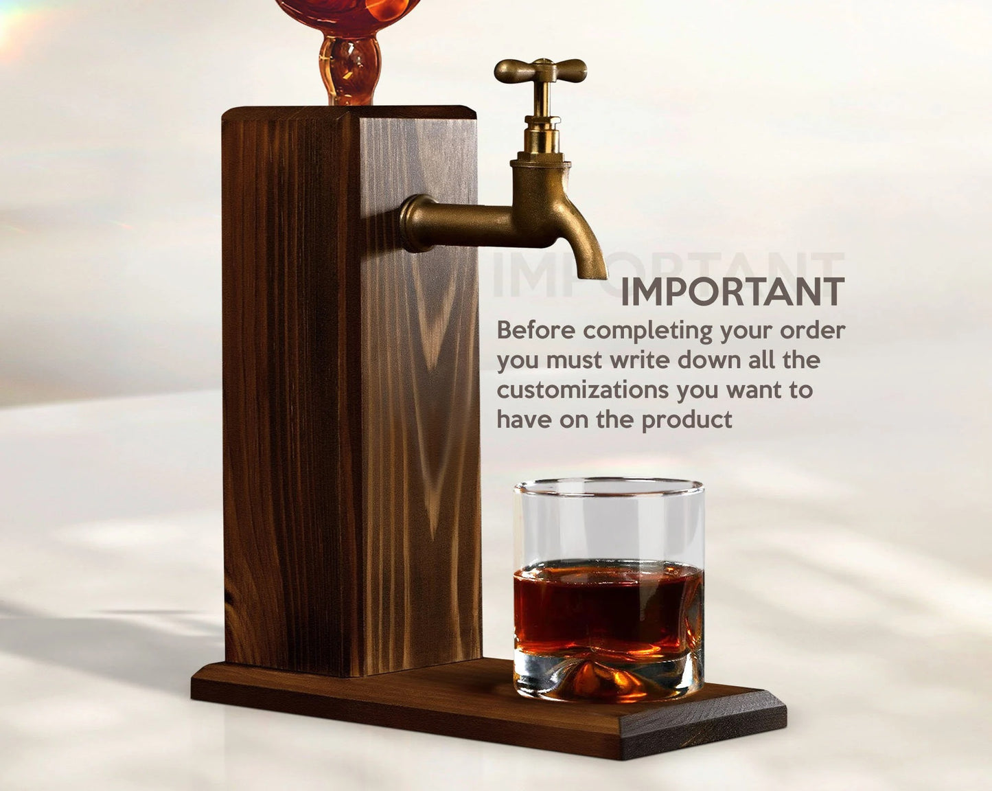 Personalized Whiskey Dispenser: Embossed Wood Liquor Bar Decor