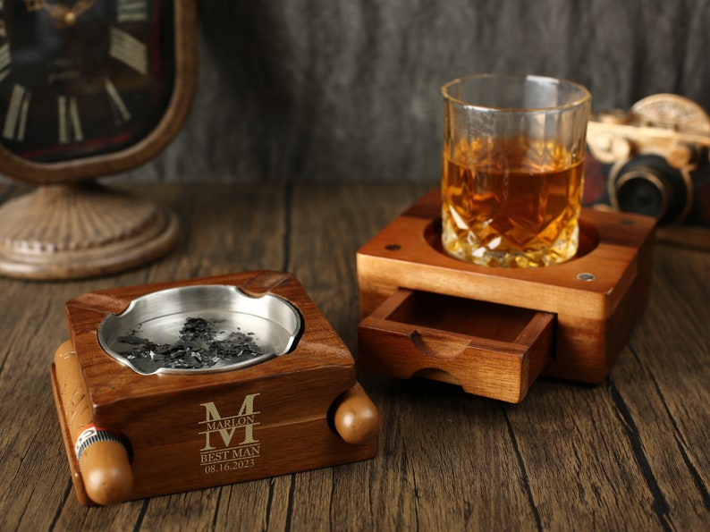 Personalized Leather Cigar Case with Cutter, Father's Day Gift