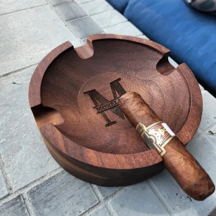 Personalized Leather Cigar Case with Cutter, Father's Day Gift
