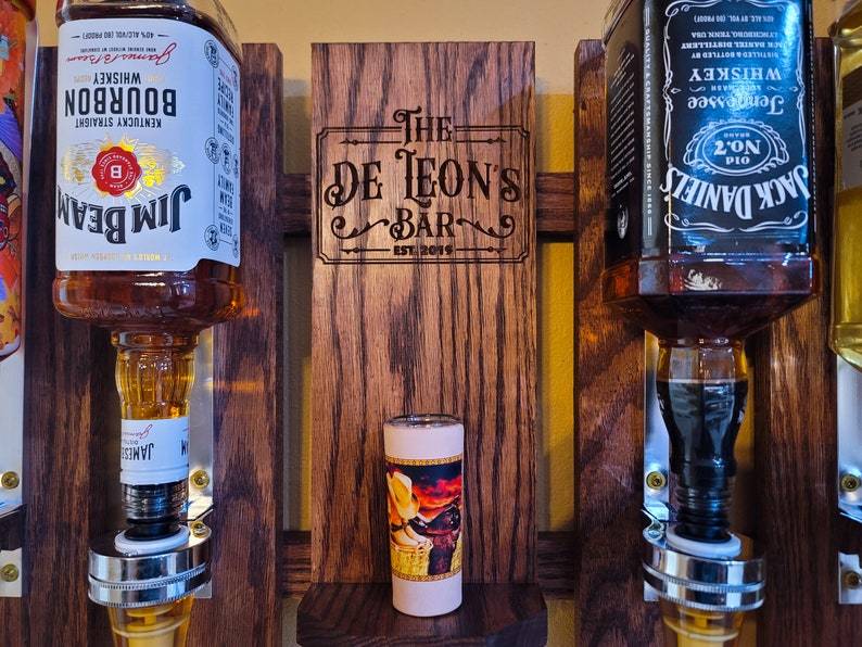 Personalized Wall Mount Liquor Dispenser for Whiskey, Tequila, Bourbon