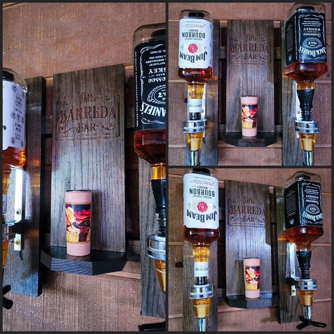 Personalized Wall Mount Liquor Dispenser for Whiskey, Tequila, Bourbon