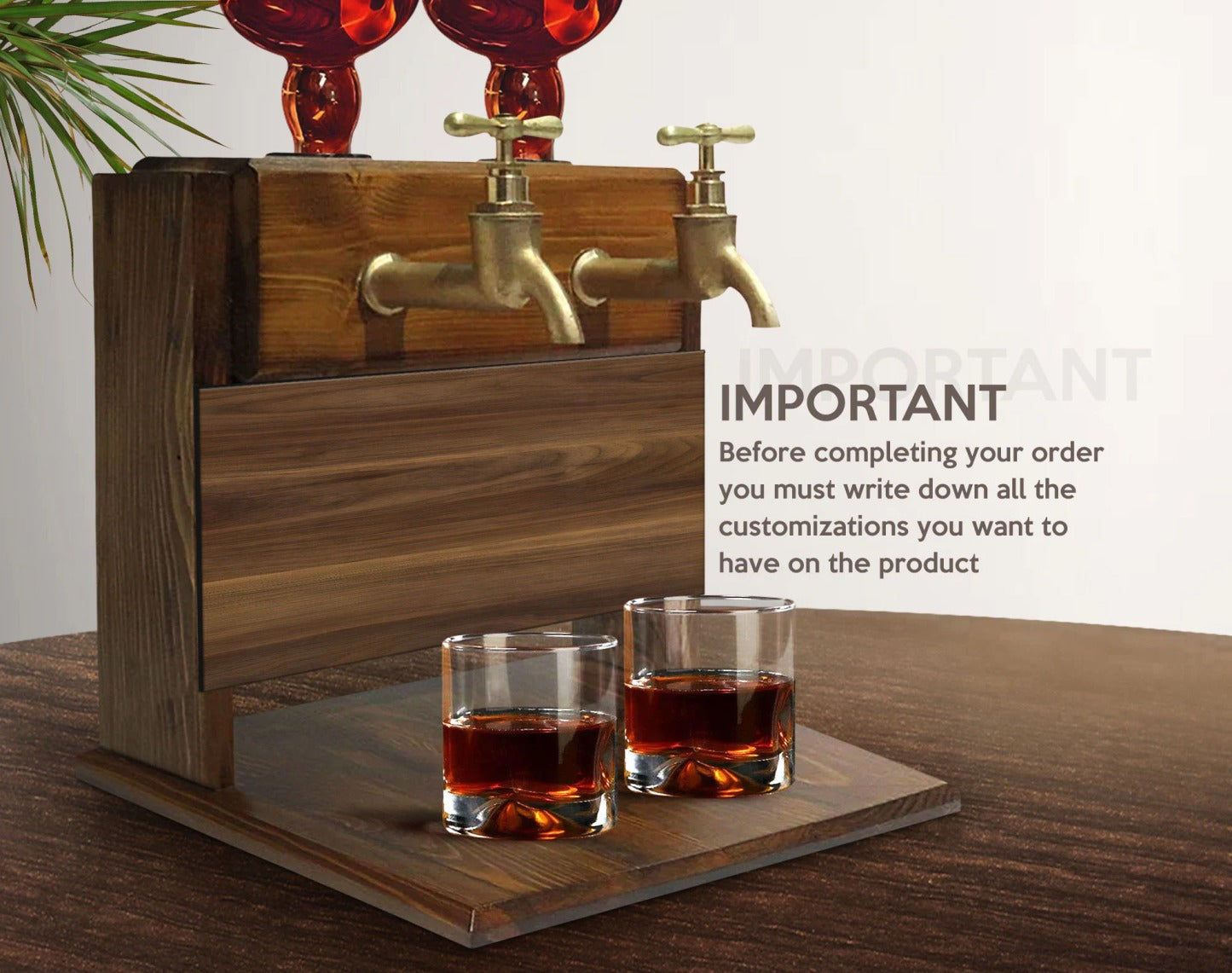 Personalized Double Faucet Whiskey Liquor Dispenser - Home Bar Fountain
