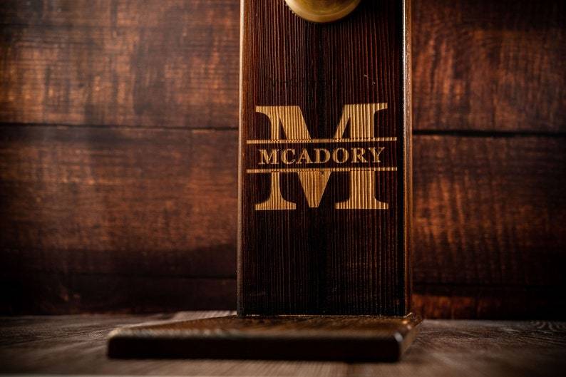 Personalized Wooden Whiskey Liquor Dispenser, Engraved Bar Décor