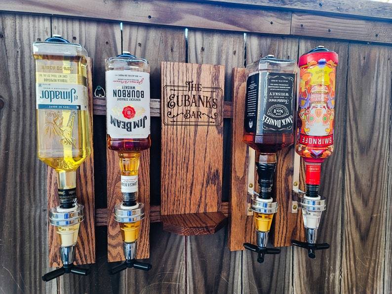 Personalized Wall Mount Liquor Dispenser for Whiskey, Tequila, Bourbon