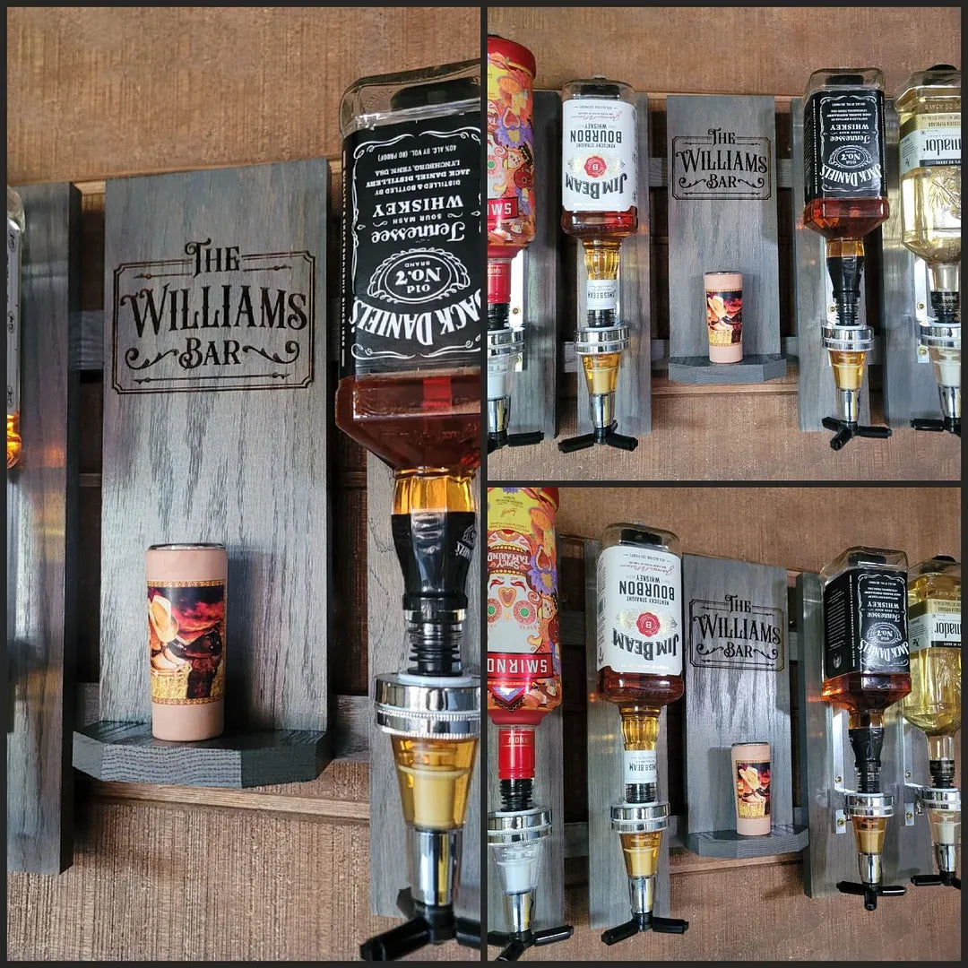 Personalized Wall Mount Liquor Dispenser for Whiskey, Tequila, Bourbon