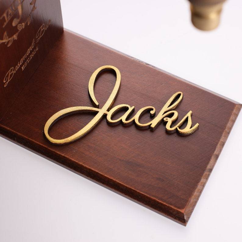 Embossed Wooden Whiskey Dispenser Personalized Alcohol Beverage Home Bar