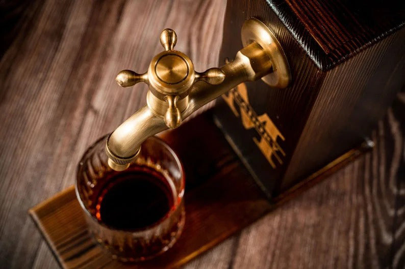 Personalized Wooden Whiskey Liquor Dispenser, Engraved Bar Décor