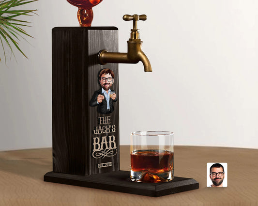 Personalized Whiskey Dispenser with Embossed Name and Cartoon Design