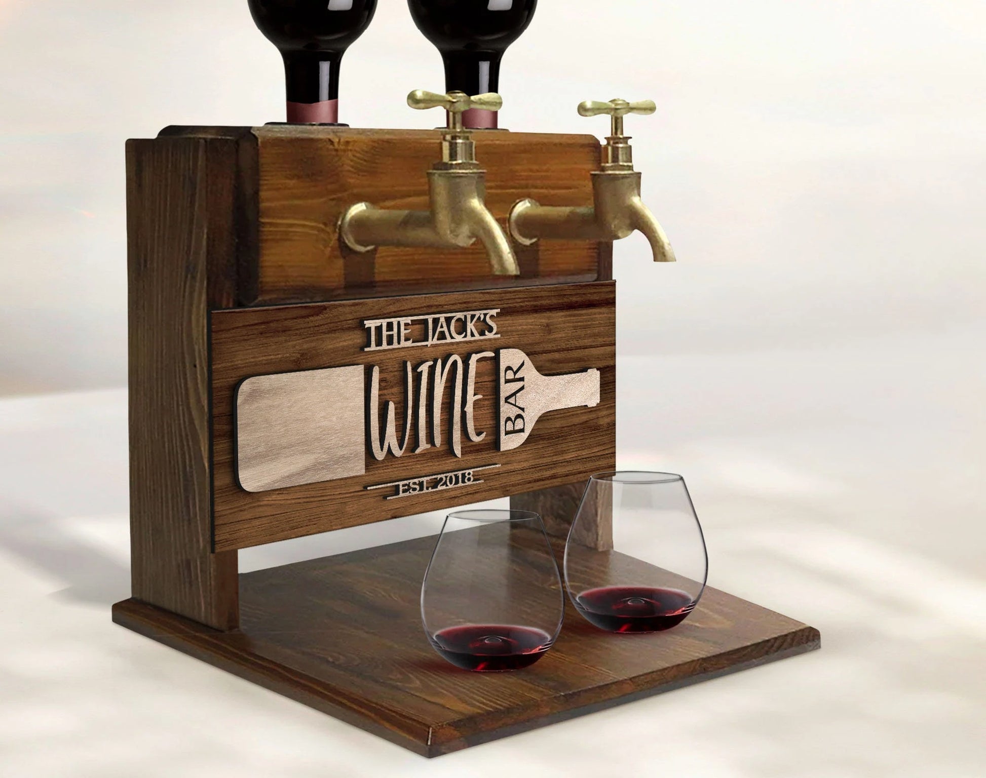 Personalized Embossed Double Faucet Wine or Whiskey Dispenser Fountain