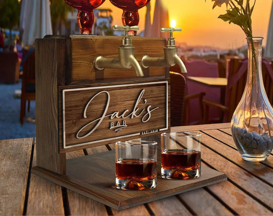 Personalized Double Faucet Whiskey Liquor Dispenser - Home Bar Fountain