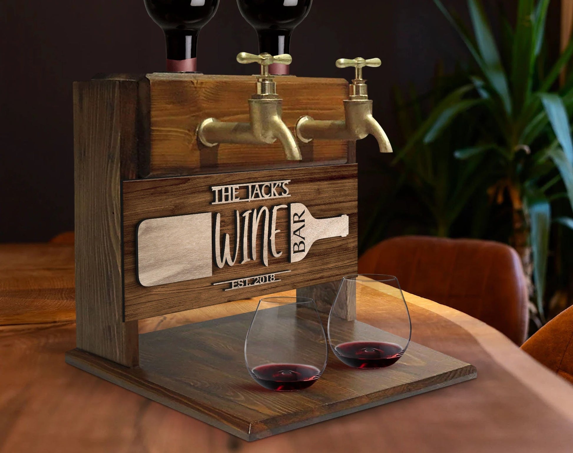 Personalized Embossed Double Faucet Wine or Whiskey Dispenser Fountain