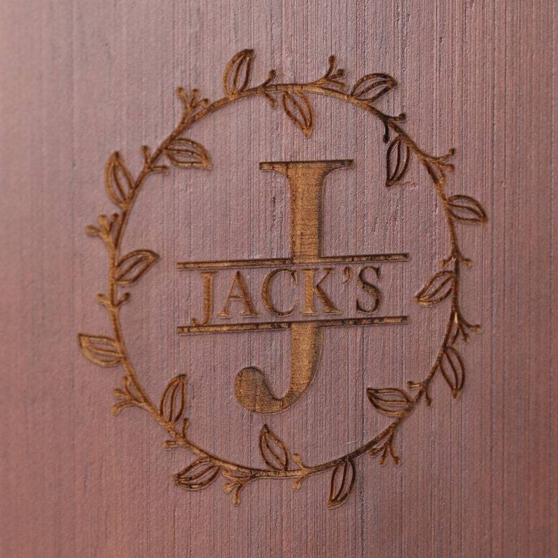 Embossed Wooden Whiskey Dispenser Personalized Alcohol Beverage Home Bar