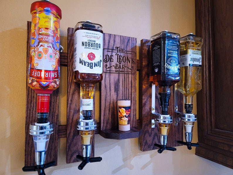 Bourbon Whiskey Barrel Lid Wall Mounted Liquor Dispenser